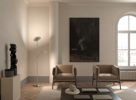 Lampa podłogowa ARO czarny LED 40W+7W CCT 2700K-3500K-4000K, ściemnianie