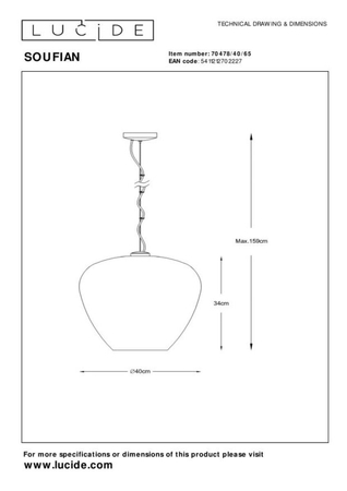 Lampa wisząca Lucide SOUFIAN 70478/40/65 czarny