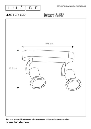Reflektor Lucide JASTER biały 11903/10/31