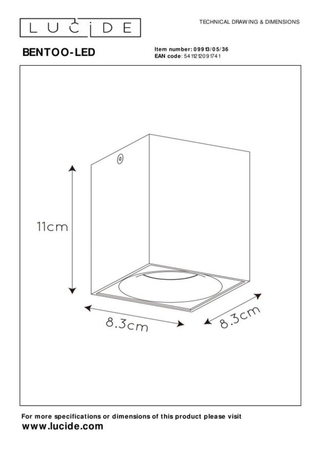 Oczko Lucide BENTOO-LED szary 09913/05/36