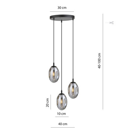 Lampa wisząca ASTRAL 3 Emibig 1266/3PREM czarny