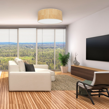 Milagro Lampa sufitowa Cork 3xE27 Ø50cm Biały / Korek MLP7521 BIEL / KOREK