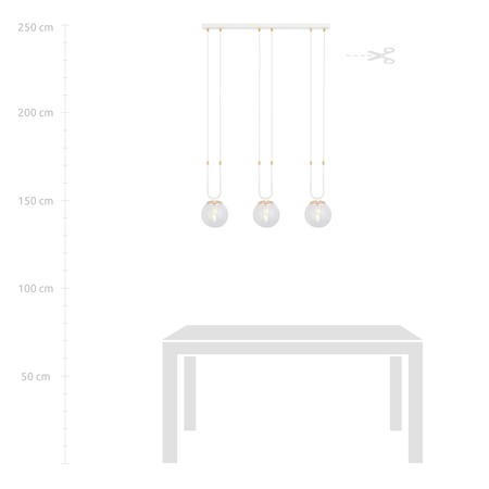 Lampa wisząca GLAM 3 WHITE/TRANSPARENT Emibig 1116/3 biały