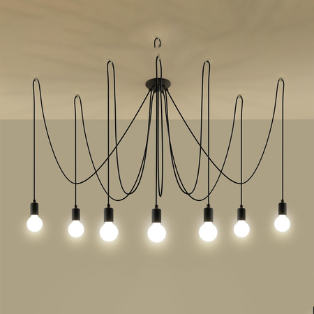 Sollux Lighting Żyrandol EDISON 7 czarny SL.0372