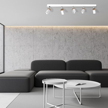 Milagro Lampa sufitowa SOLO SAWN WHITE / PATINATED WOOD 5x mini GU10 MLP7480 BIEL / NATURALNE DREWNO