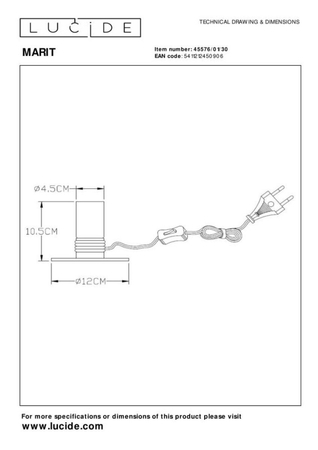 Lampa stołowa Lucide MARIT 45576/01/30 czarny