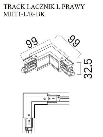Łącznik szynowy Maxlight MAX MHT1-L/R-BK czarny