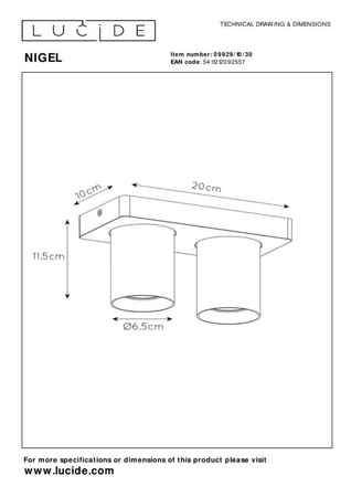 Reflektor Lucide NIGEL 09929/10/30 czarny