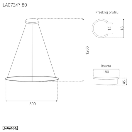Lampa wisząca Ledowe Okręgi No.1 80cm 3k srebrna