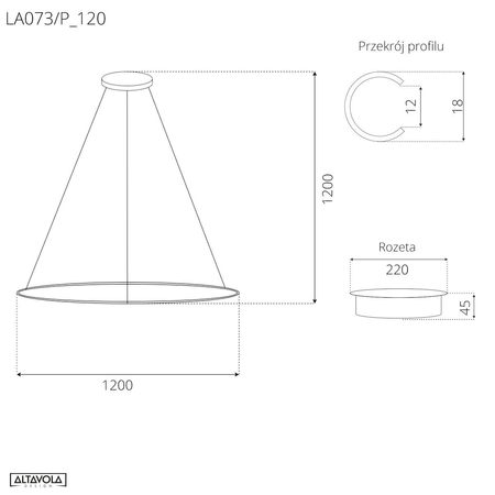 Lampa wisząca Ledowe Okręgi No.1 120cm 4k biała