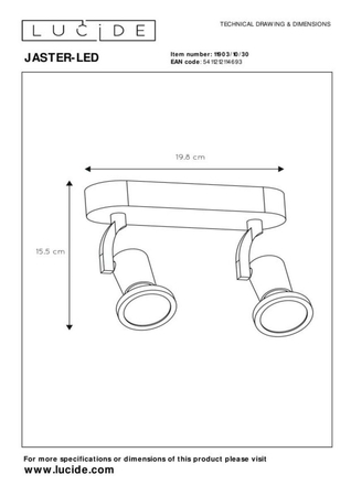 Reflektor Lucide JASTER czarny 11903/10/30