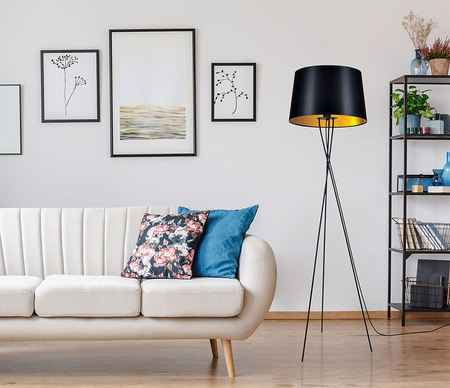 Lampa podłogowa REMI GOLD Kaja K-4358 czarny/złoty