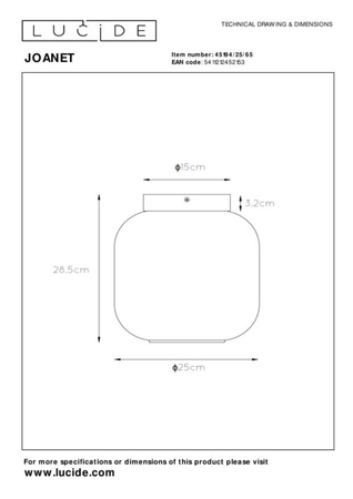 Lampa sufitowa Lucide JOANET 45194/25/65 czarny