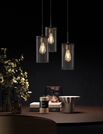 Lampa wisząca 3L TRIEL czarny, mosiądz antyczny 3xE27