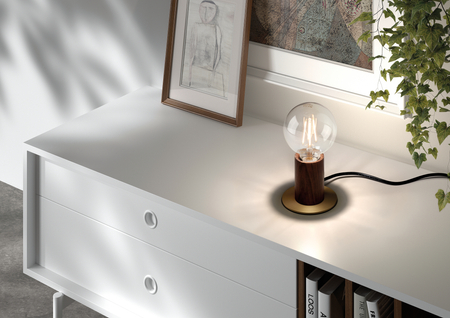 Lampa stołowa KOPA mosiądz mat, orzech 1xE27