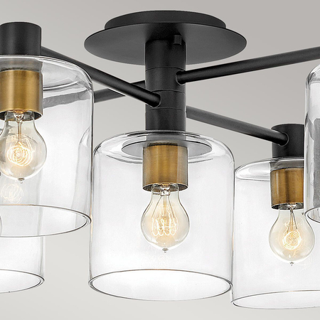 Półplafon Axel - 7 źródeł światła - Czarny / Stary mosiądz Quintiesse QN-AXEL7-BK