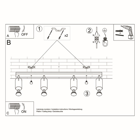 Sollux Lighting Plafon RING 4L czarny SL.0332