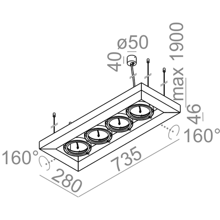 Lampa wisząca AQForm Cadva 111 x 4 Czarny Struktura