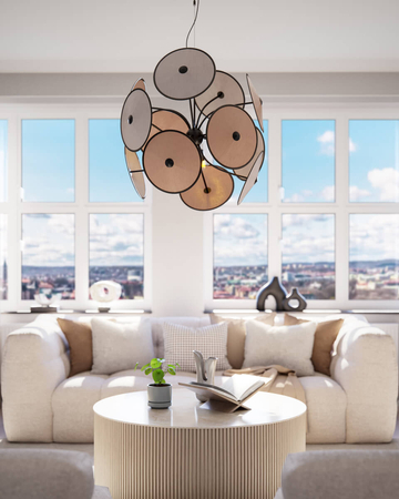 Lampa wisząca By Rydens Cappello 4202290-4002 czarny matowy/beżowy