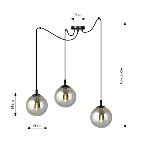 Lampa wisząca GIGI 3 BL GRAFIT Emibig 937/3 czarny