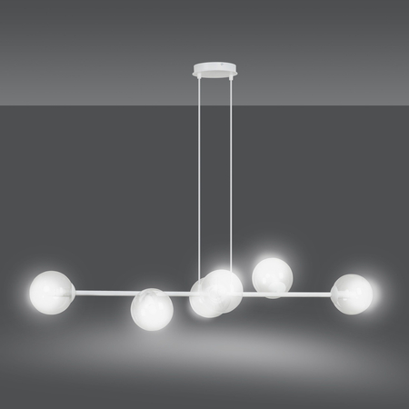 Lampa wisząca ROSSI 6 WH TRANSPARENT Emibig 877/6 biały