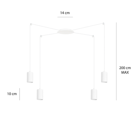 Lampa wisząca TRAKER 4 WH/WHITE Emibig 525/4 biały