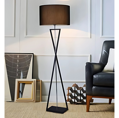 Lampa podłogowa Abigali Sand Glass czarna