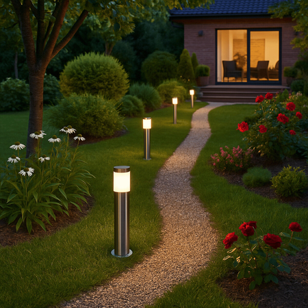 Eko-Light Słupek Ogrodowy Brooklyn 1xE27 IP44 45cm EKO1703 INOX