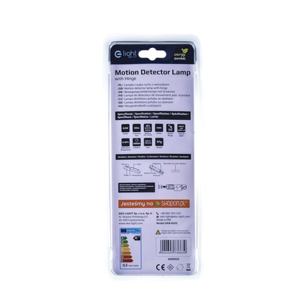 Eko-Light LAMPKA DO SZAFKI Z CZUJKA RUCHU I WIESZAKIEM 4000K EKB6639 BIAŁY
