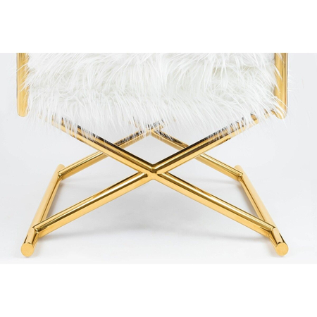 KARE fotel MR. FLUFFY biały / złoty