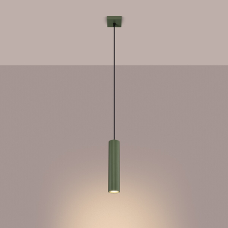 Sollux Lighting Lampa wisząca KARBON 1 zielony oliwkowy SL.1611