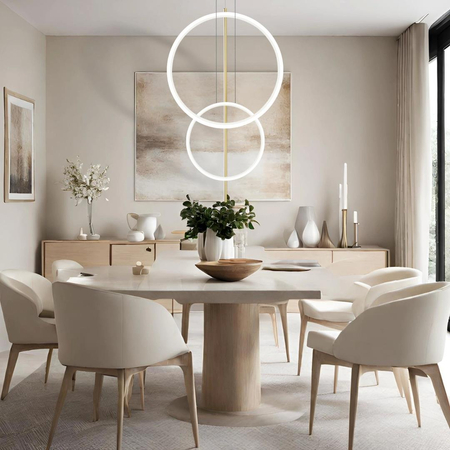 Lampa wisząca Linea No.5 60/40cm białozłota ściemnialna 3k