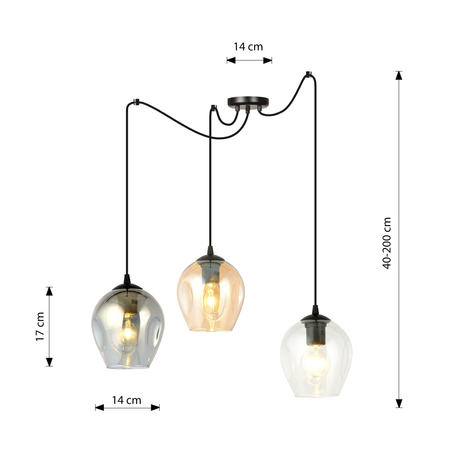 Lampa wisząca LEVEL 3 BL MIX Emibig 759/3 czarny/złoty