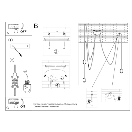 Sollux Lighting Żyrandol EDISON 3 czarny SL.0370
