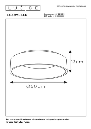 Lampa sufitowa Lucide TALOWE 46100/42/31 biały