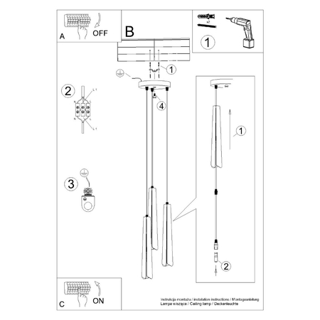 Sollux Lighting Lampa wisząca PRYSM 3P czarna SL.1401