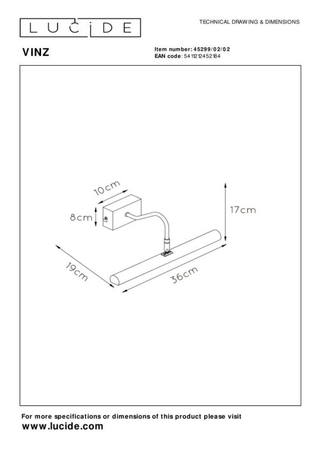 Kinkiet Lucide VINZ 45299/02/02 złoty