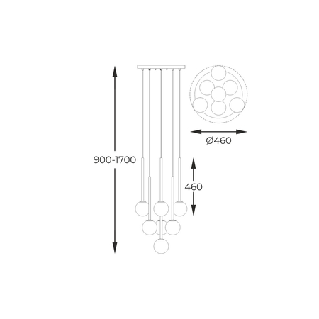 Lampa wisząca Zuma Line P0574-07F-SDFZ ARCTURUS LAMPA WISZĄCA CZARNO-ZŁOTA/BLACK-GOLD