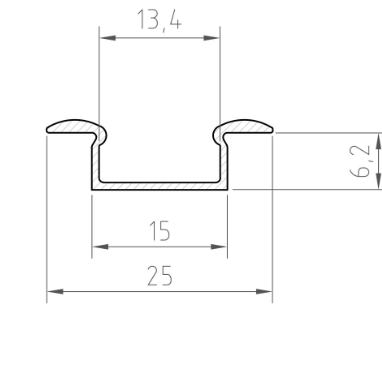 Profil LED Greenie P6-1S2 2m srebrny anodowany wpuszczany