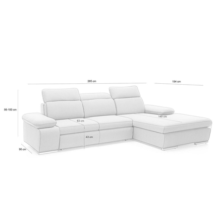 Narożnik NONA M z funkcją spania - II grupa tkanin