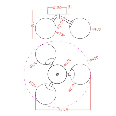 Plafon Dorado 3xG9 złoty LP-002/3C