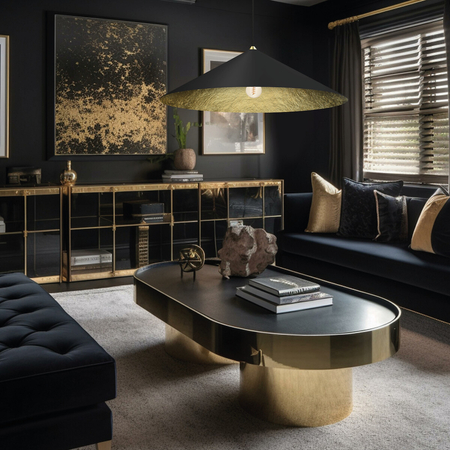 Milagro Lampa wisząca Fuji Ø90cm 1xE27 MLP0647 CZARNY / ZŁOTY