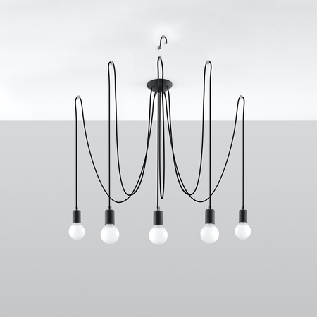 Sollux Lighting Żyrandol EDISON 5 czarny SL.0371