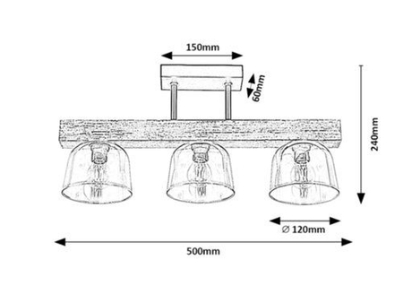 Lampa sufitowa Rabalux Cardamom 3119 szary dąb