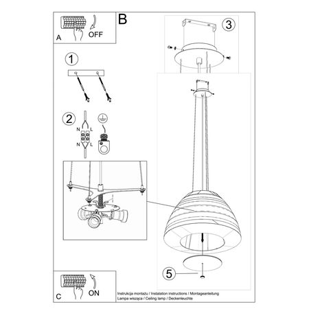 Sollux Lighting Żyrandol BELLA 60 czarny SL.0734