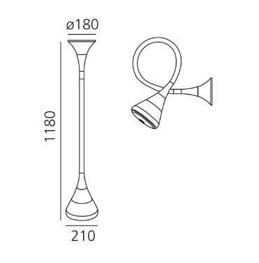 Kinkiet / Plafon Artemide 0671W10A Pipe