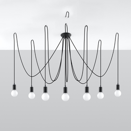 Sollux Lighting Żyrandol EDISON 7 czarny SL.0372
