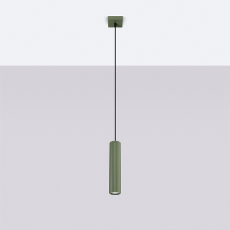 Sollux Lighting Lampa wisząca KARBON 1 zielony oliwkowy SL.1611