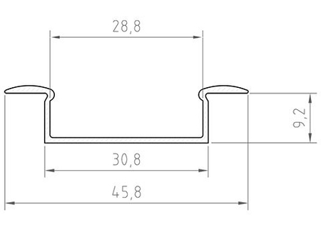 Profil LED Greenie P14-1S 1m wpuszczany szeroki srebrny anodowany