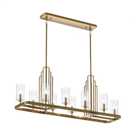 Żyrandol Kimrose - 10 źródeł światła - Szczotkowany naturalny mosiądz Quintiesse QN-KIMROSE10-BNB